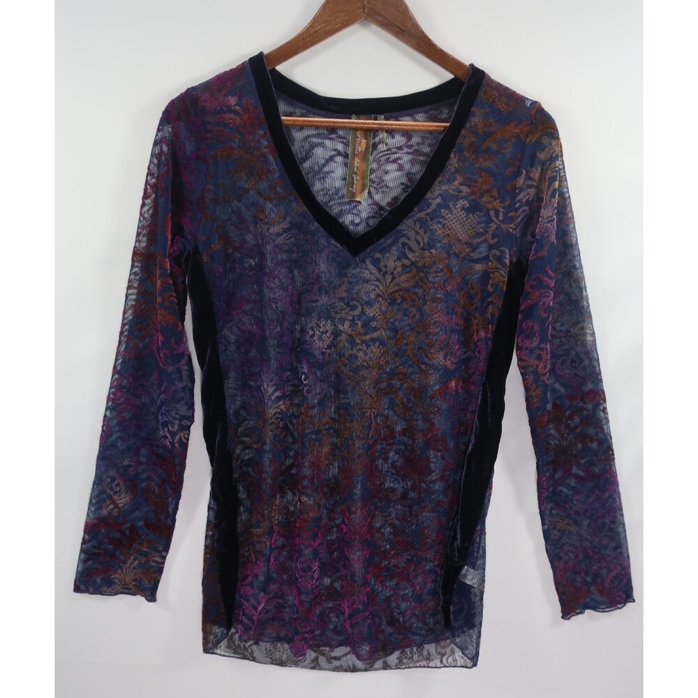 Aratta Silent Journey Velvet Burnout Top Size Small Runs Gypsy Artsy Boho S M